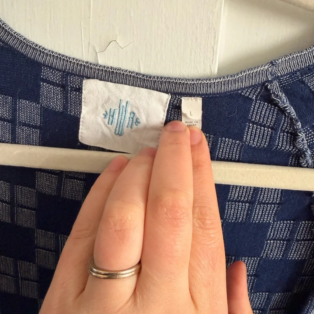 Anthropologie Blue Checkered Cardigan - Picture 3 of 6